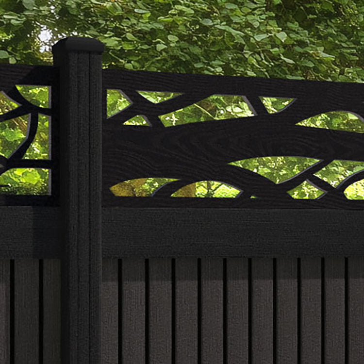 Virtis Twilight Fence Panel - Dark Oak - with our composite posts