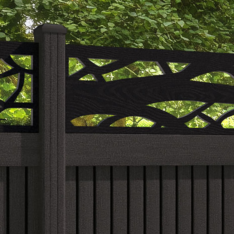 Virtis Twilight Fence Panel - Dark Oak - with our composite posts