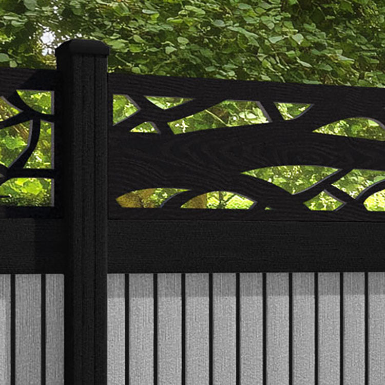 Virtis Twilight Fence Panel - Light Grey - with our aluminium posts