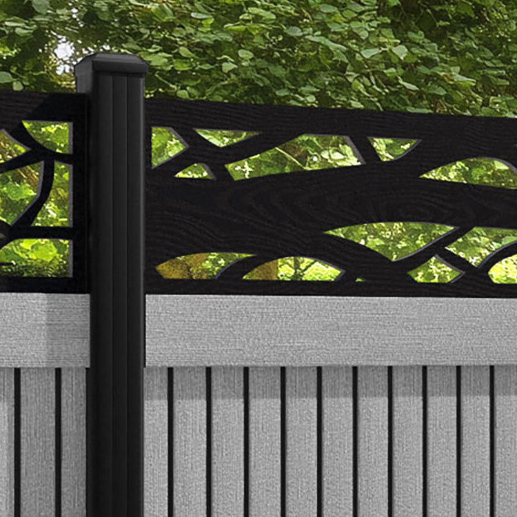 Virtis Twilight Fence Panel - Light Grey - with our aluminium posts