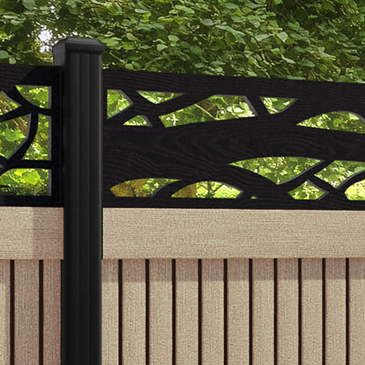 Virtis Twilight Fence Panel - Light Oak - with our aluminium posts