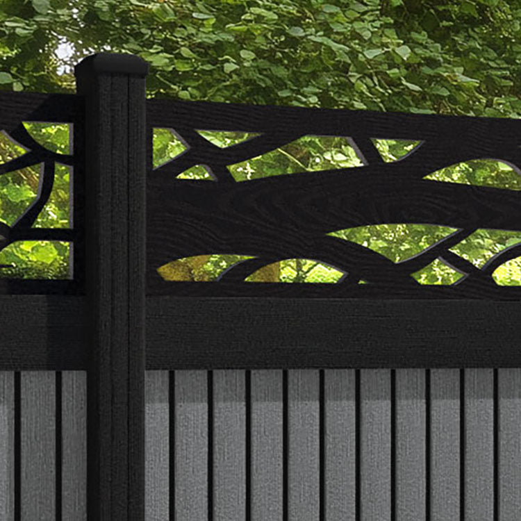 Virtis Twilight Fence Panel - Mid Grey - with our aluminium posts