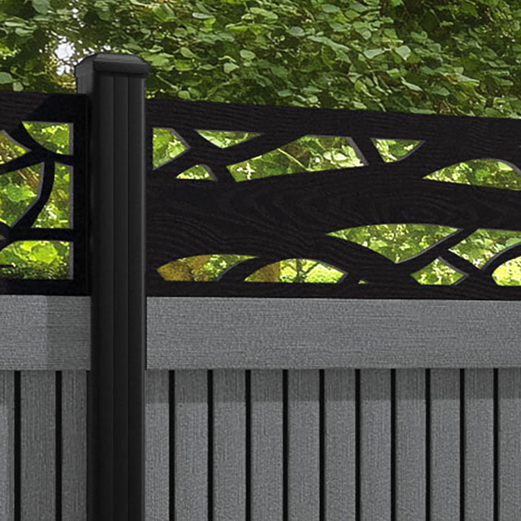 Virtis Twilight Fence Panel - Mid Grey - with our aluminium posts
