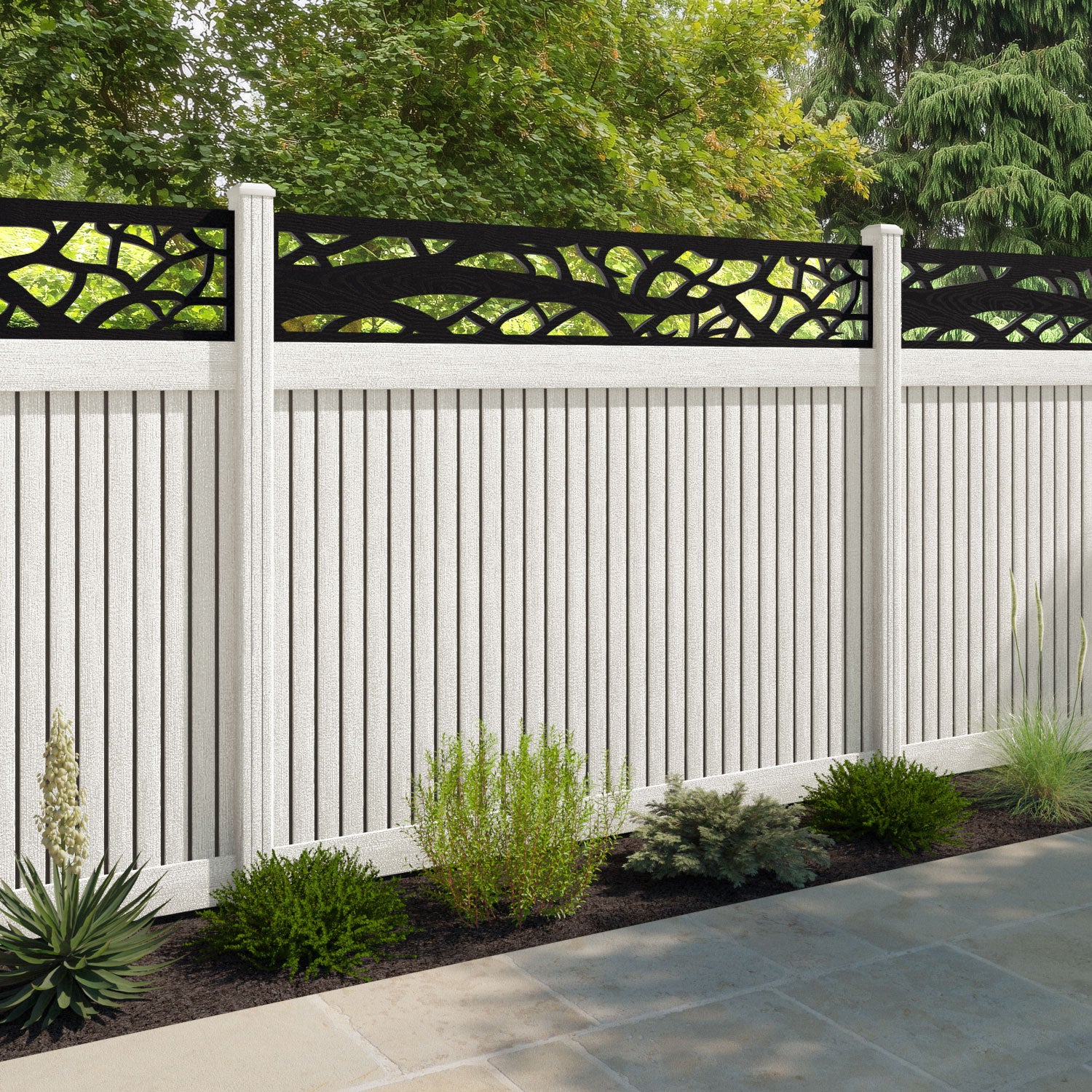 Virtis Twilight Fence Panel - Light Stone - with our composite posts