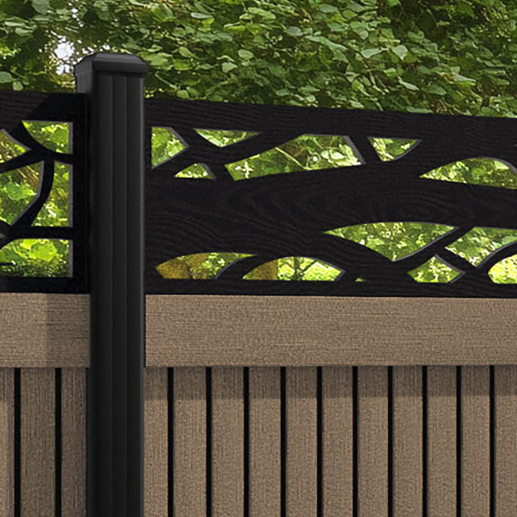 Virtis Twilight Fence Panel - Teak - with our aluminium posts