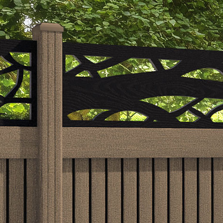 Virtis Twilight Fence Panel - Teak - with our composite posts