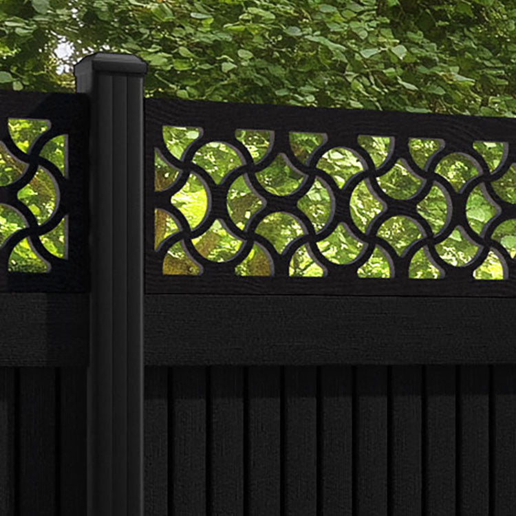 Virtis Vida Fence Panel - Black - with our aluminium posts