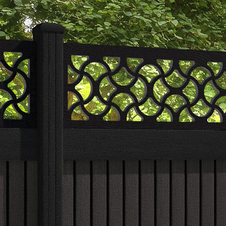 Virtis Vida Fence Panel - Dark Oak - with our composite posts