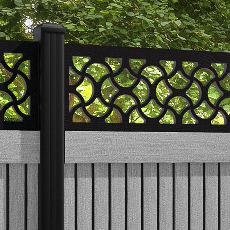 Virtis Vida Fence Panel - Light Grey - with our aluminium posts
