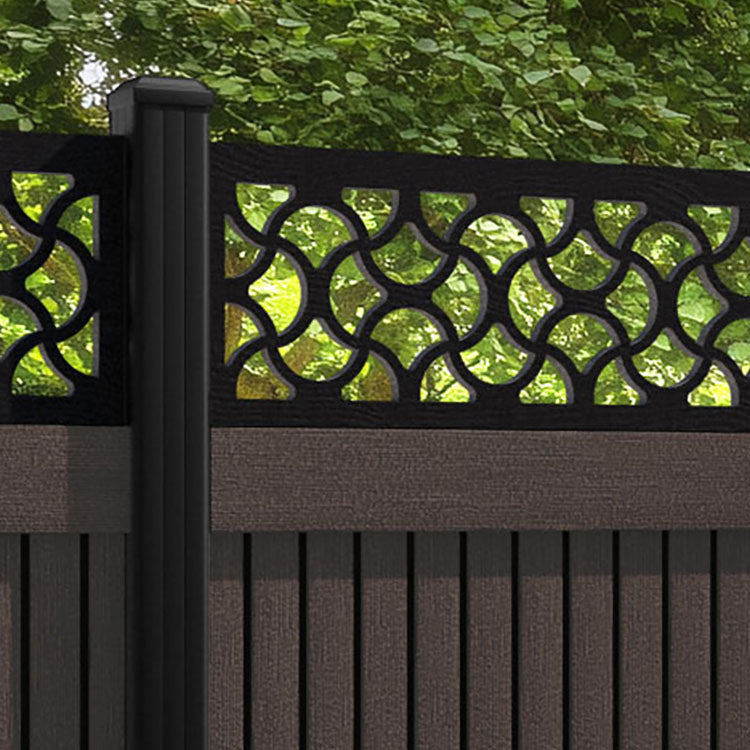 Virtis Vida Fence Panel - Mid Brown - with our aluminium posts