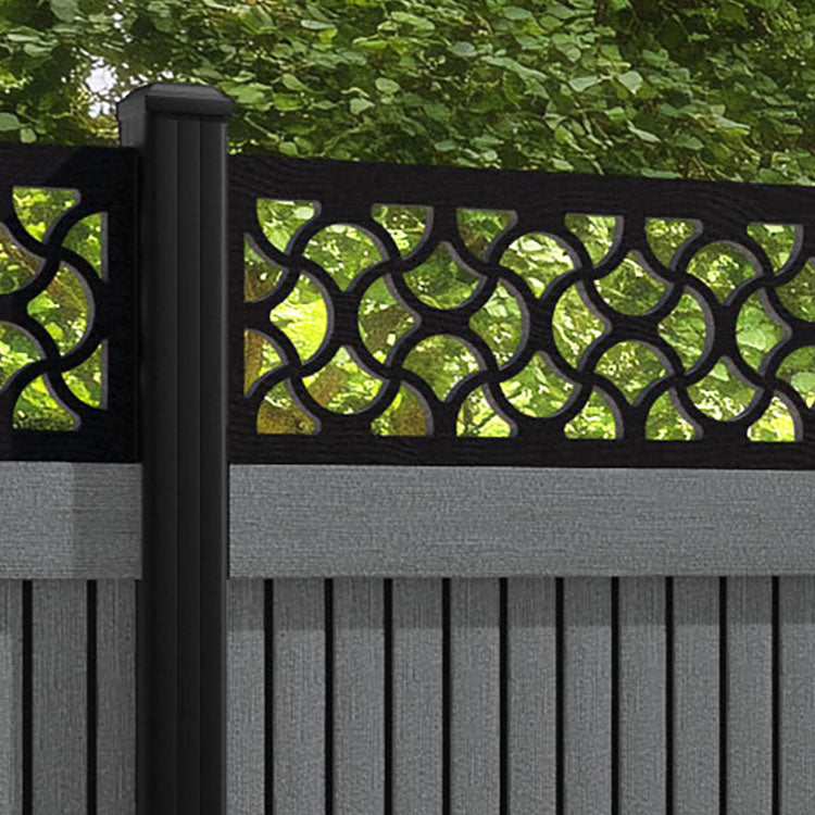 Virtis Vida Fence Panel - Mid Grey - with our aluminium posts