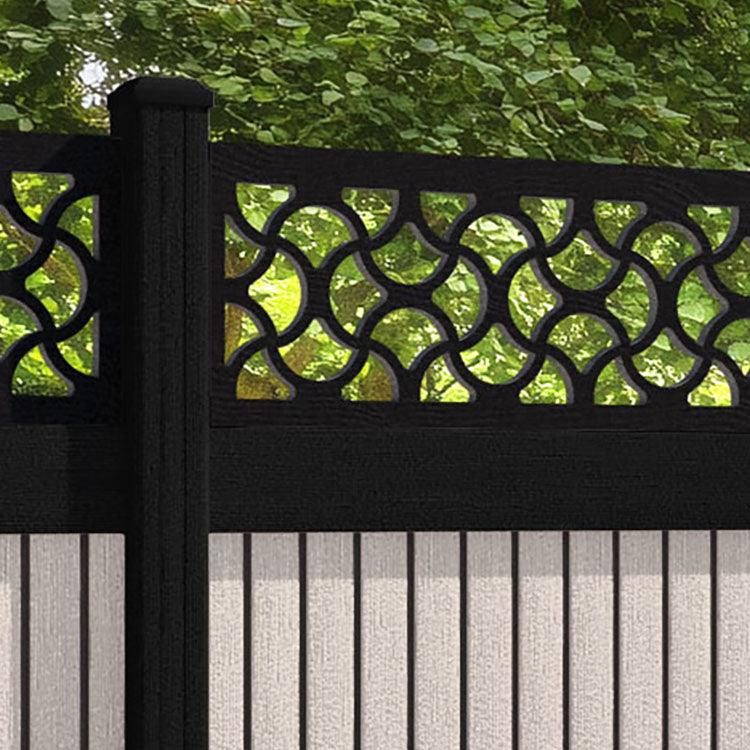 Virtis Vida Fence Panel - Mid Stone - with our aluminium posts