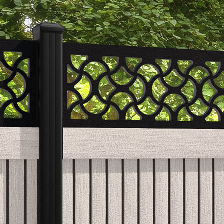 Virtis Vida Fence Panel - Mid Stone - with our aluminium posts
