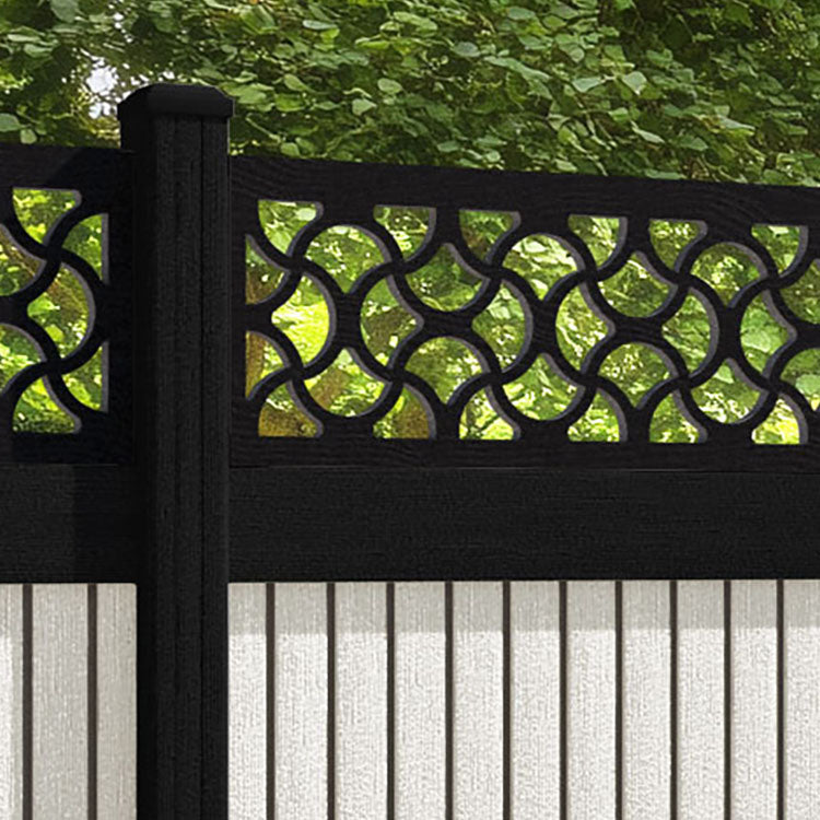 Virtis Vida Fence Panel - Light Stone - with our aluminium posts