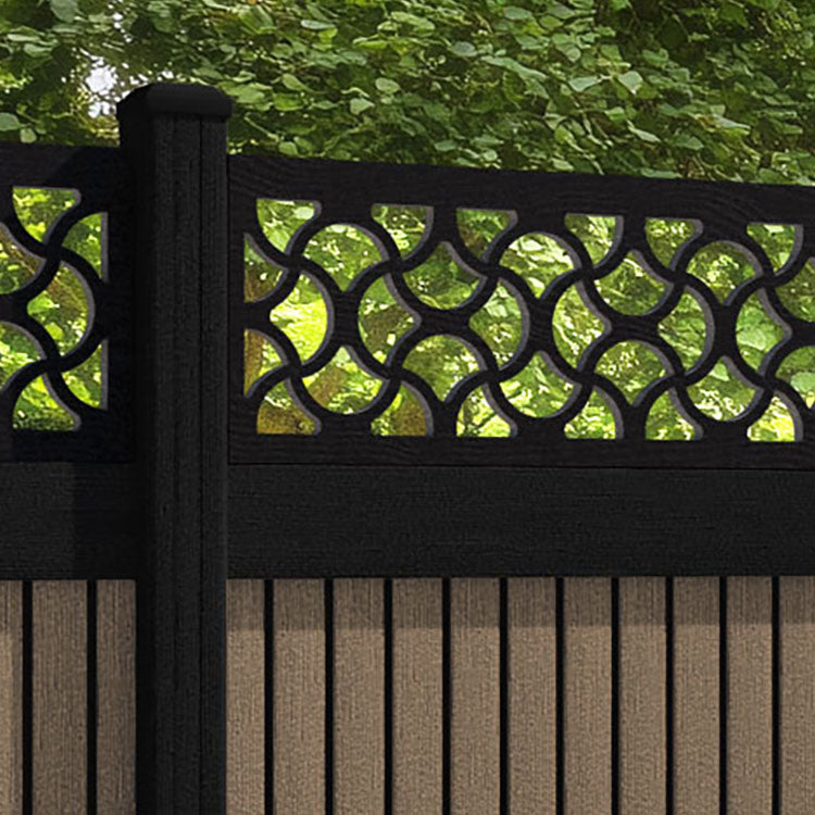 Virtis Vida Fence Panel - Teak - with our aluminium posts