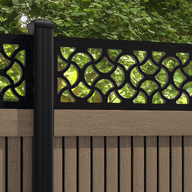 Virtis Vida Fence Panel - Teak - with our aluminium posts