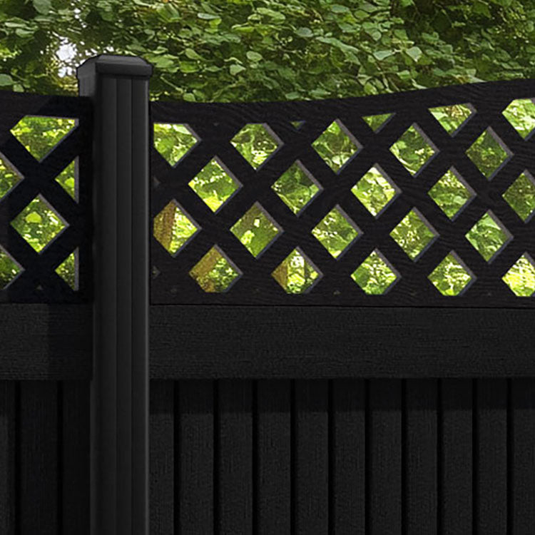 Virtis High Wave Fence Panel - Black - with our aluminium posts