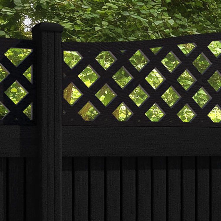 Virtis High Wave Fence Panel - Black - with our composite posts