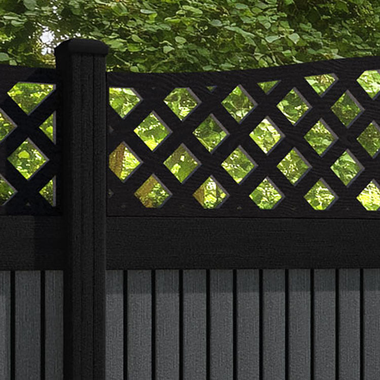 Virtis High Wave Fence Panel - Dark Grey - with our composite posts