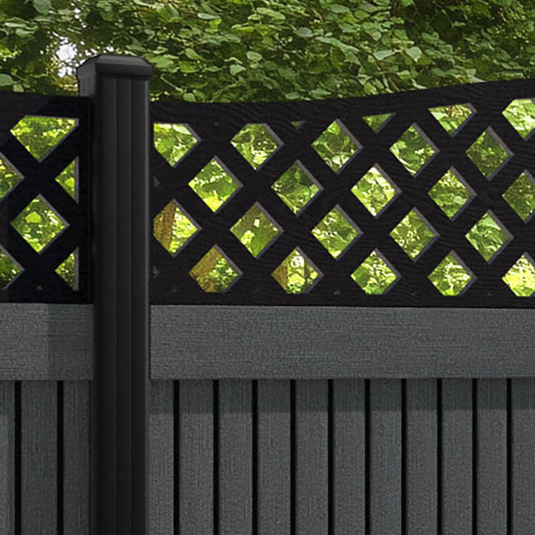 Virtis High Wave Fence Panel - Dark Grey - with our aluminium posts