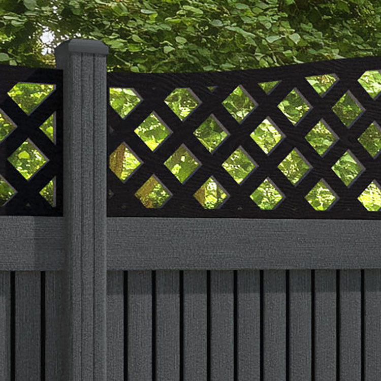 Virtis High Wave Fence Panel - Dark Grey - with our composite posts
