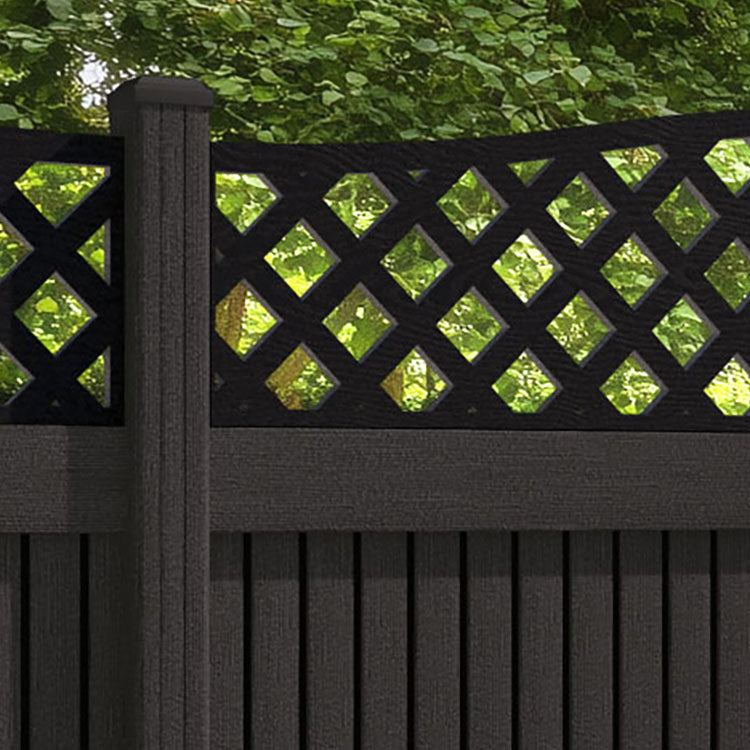 Virtis High Wave Fence Panel - Dark Oak - with our composite posts