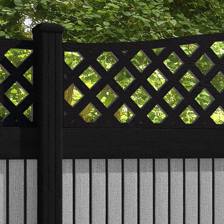 Virtis High Wave Fence Panel - Light Grey - with our aluminium posts