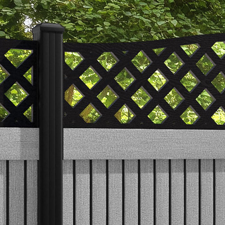 Virtis High Wave Fence Panel - Light Grey - with our aluminium posts