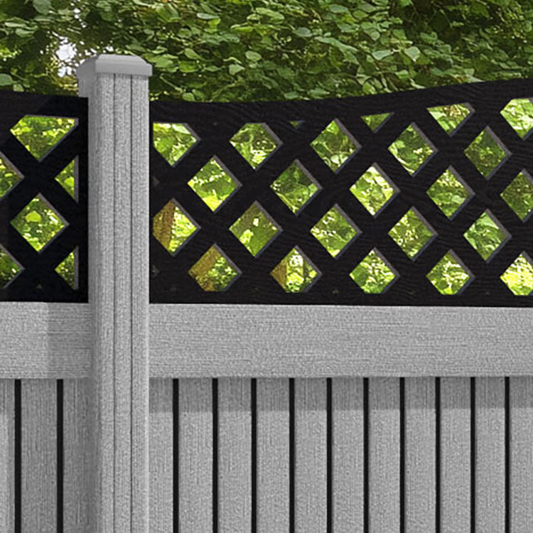 Virtis High Wave Fence Panel - Light Grey - with our composite posts