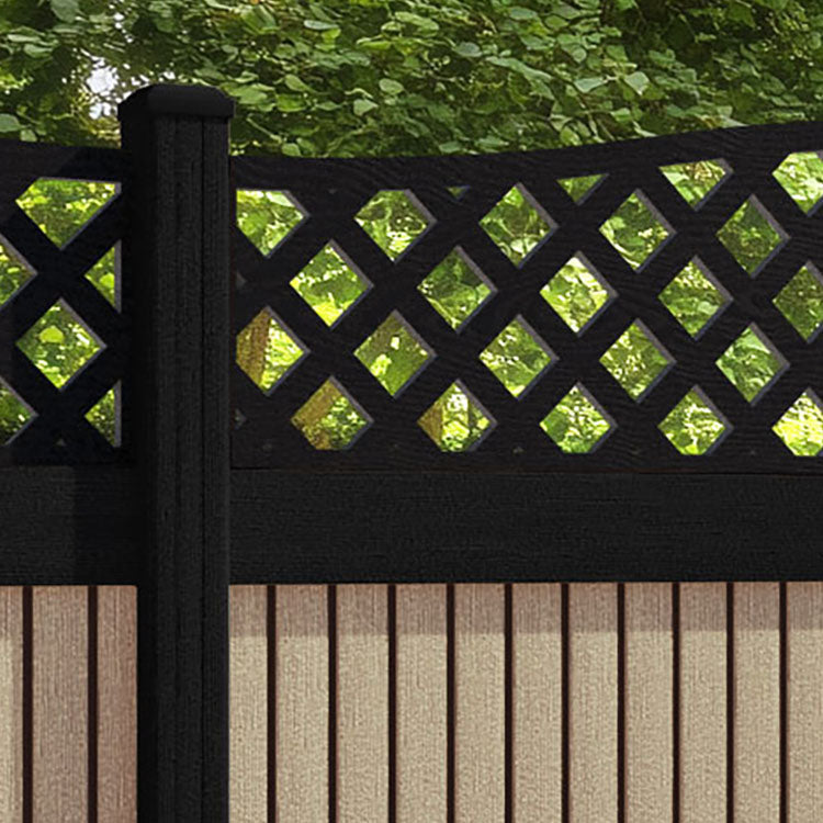 Virtis High Wave Fence Panel - Light Oak - with our composite posts
