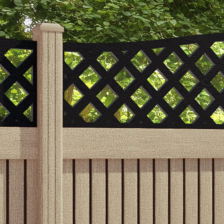 Virtis High Wave Fence Panel - Light Oak - with our composite posts