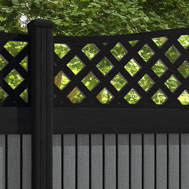 Virtis High Wave Fence Panel - Mid Grey - with our aluminium posts
