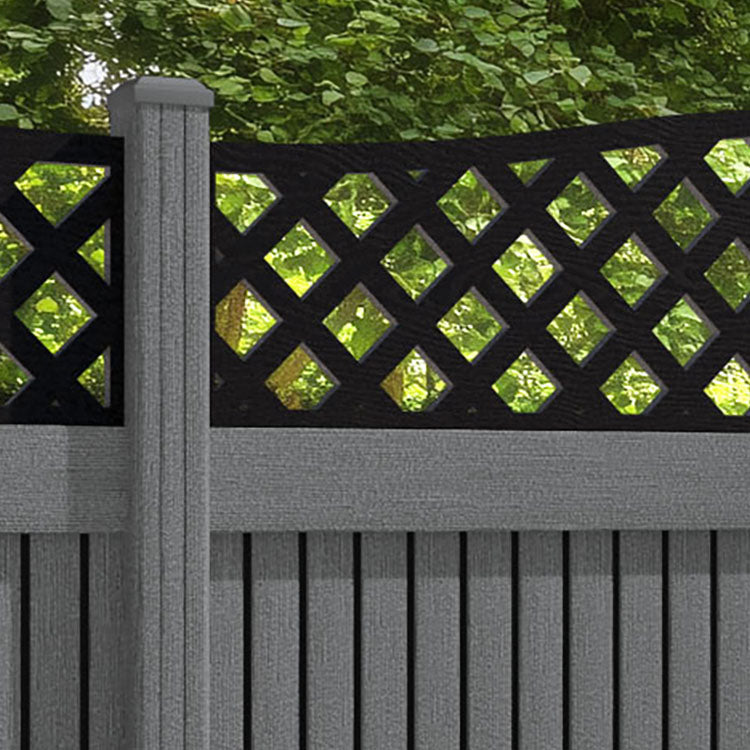 Virtis High Wave Fence Panel - Mid Grey - with our composite posts