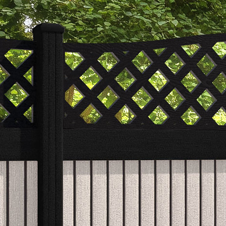 Virtis High Wave Fence Panel - Mid Stone - with our composite posts
