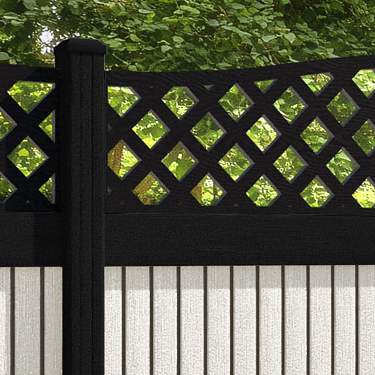 Virtis High Wave Fence Panel - Light Stone - with our aluminium posts