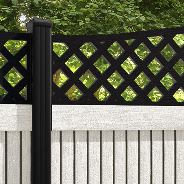 Virtis High Wave Fence Panel - Light Stone - with our aluminium posts