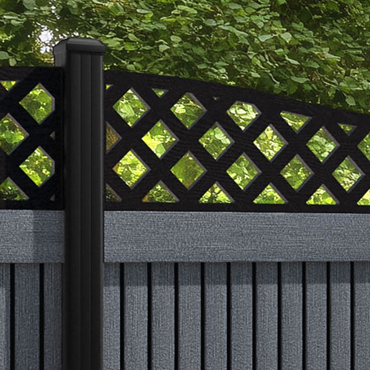 Virtis Low Wave Fence Panel - Anthracite - with our aluminium posts