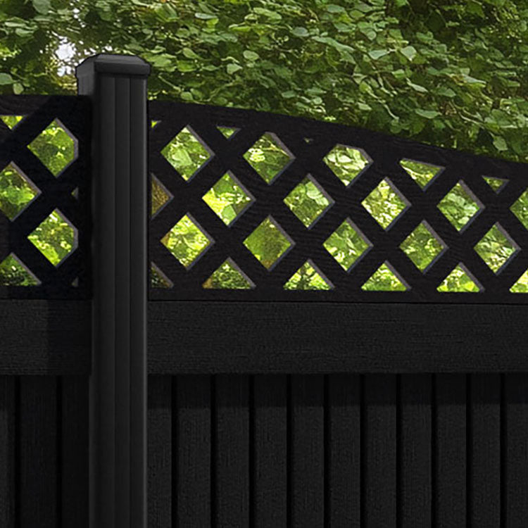 Virtis Low Wave Fence Panel - Black - with our aluminium posts