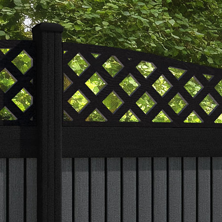 Virtis Low Wave Fence Panel - Dark Grey - with our composite posts