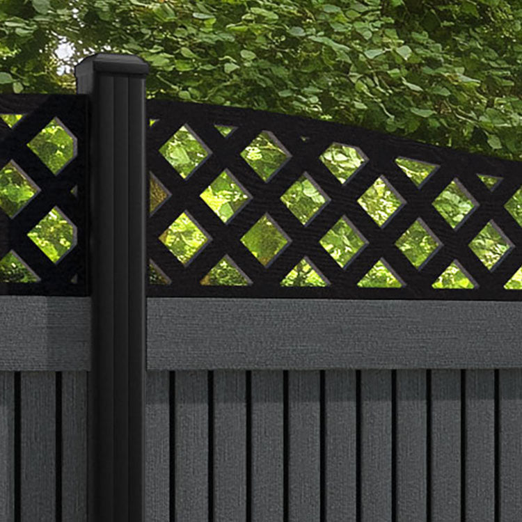 Virtis Low Wave Fence Panel - Dark Grey - with our aluminium posts