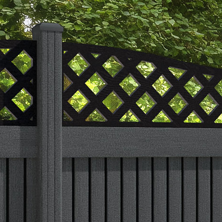 Virtis Low Wave Fence Panel - Dark Grey - with our composite posts