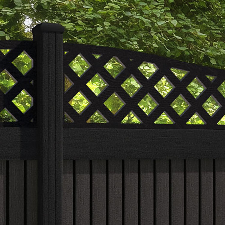 Virtis Low Wave Fence Panel - Dark Oak - with our aluminium posts