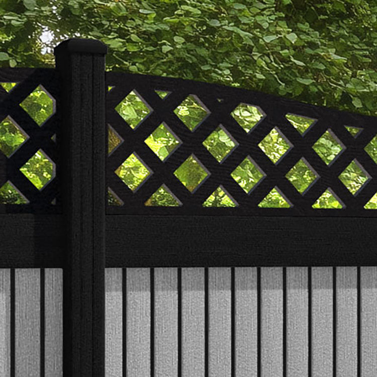 Virtis Low Wave Fence Panel - Light Grey - with our composite posts