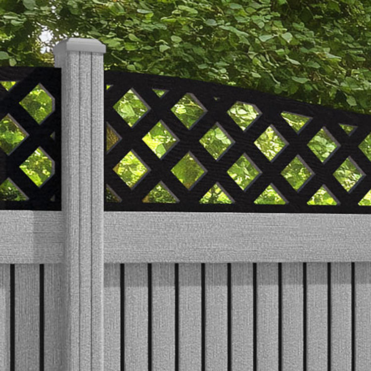 Virtis Low Wave Fence Panel - Light Grey - with our composite posts