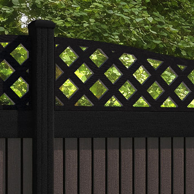 Virtis Low Wave Fence Panel - Mid Brown - with our composite posts