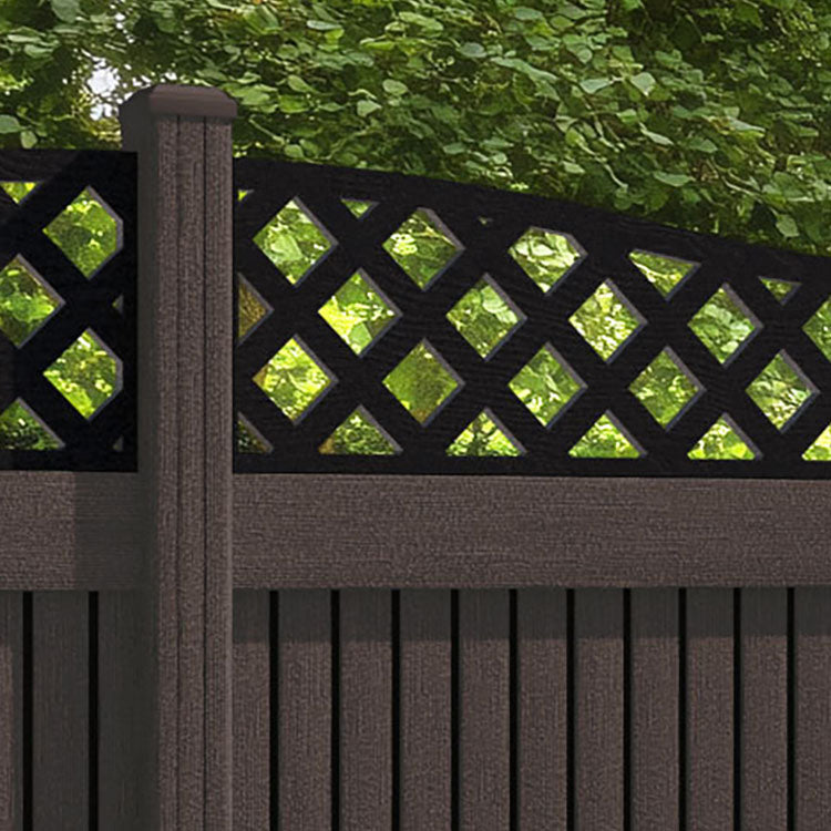 Virtis Low Wave Fence Panel - Mid Brown - with our composite posts