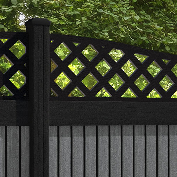 Virtis Low Wave Fence Panel - Mid Grey - with our composite posts