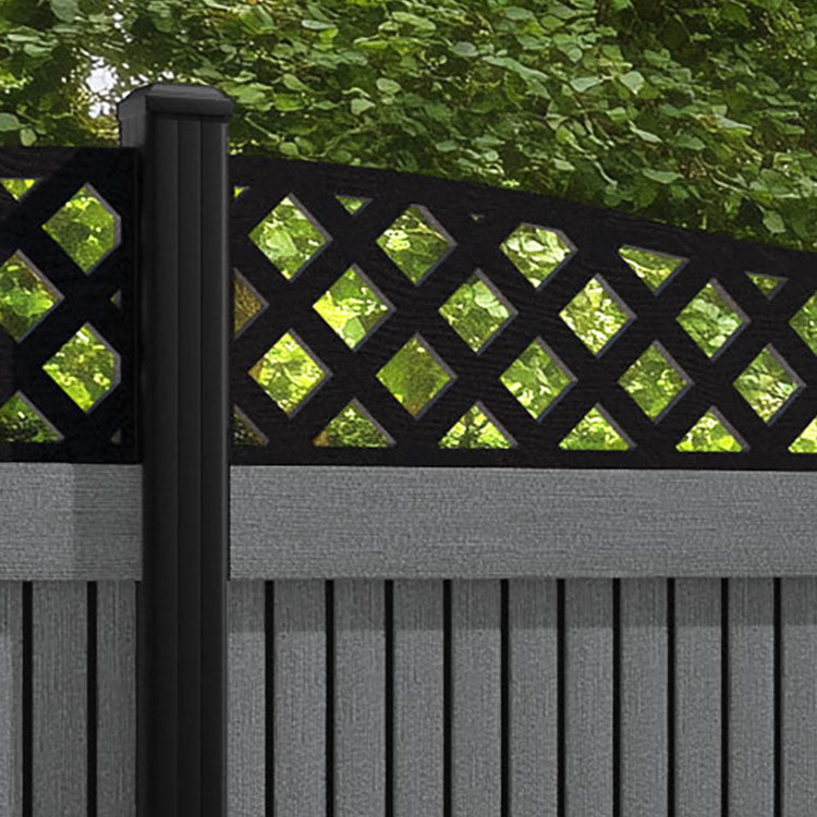 Virtis Low Wave Fence Panel - Mid Grey - with our aluminium posts