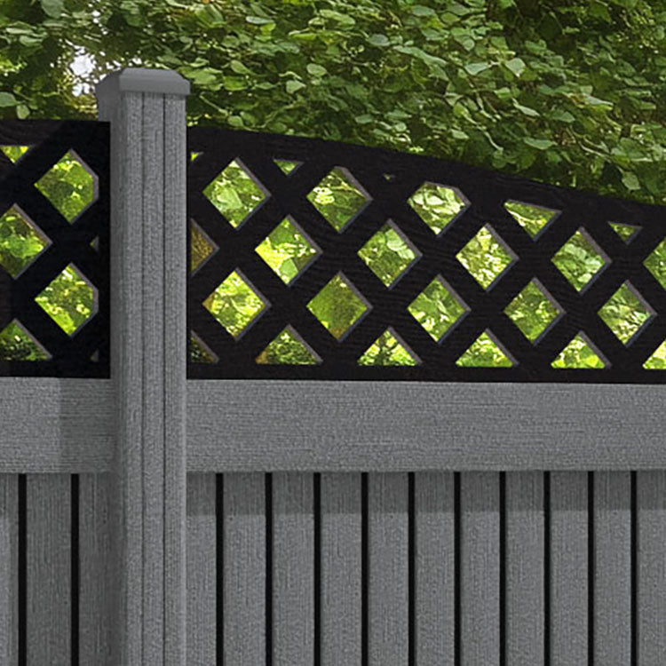 Virtis Low Wave Fence Panel - Mid Grey - with our composite posts