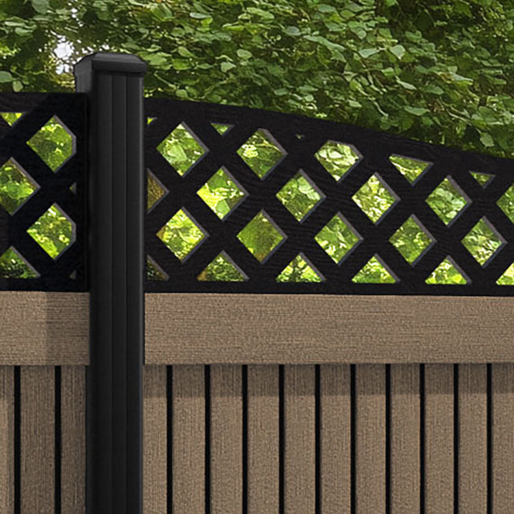 Virtis Low Wave Fence Panel - Teak - with our aluminium posts